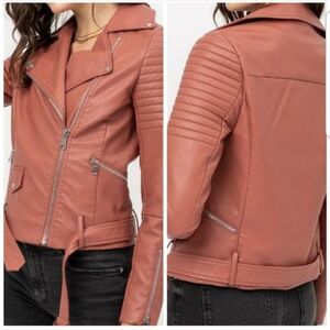 Love Tree Belted Moto Jacket